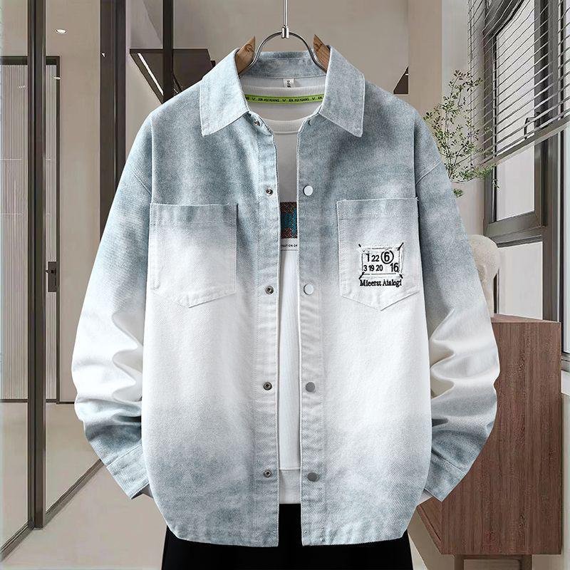 Men's Gradient Denim Jacket - Stylish Spring/Autumn College Style