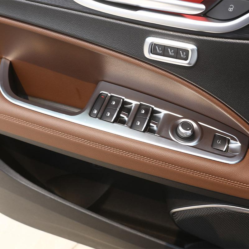 For Alfa Romeo Stelvio 2017- ABS Carbon Fiber Window Lift Button Frame Cover Sticker Car Accessories For Left Hand Drive