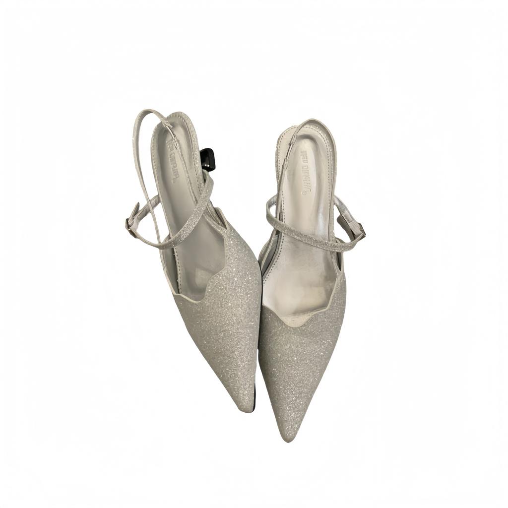 Fashion Sandals Stiletto Heels Bling Bling Female Shoe 2025 Women's Med Bright Girls Comfort New Retro Summer Sexy Low Medium Clear Poin