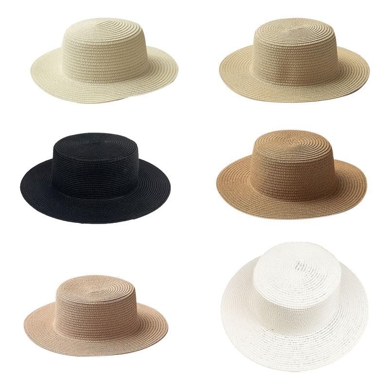 Summer Wide Brim Straw Hat Women Wide Brim Vacation Beach Hat Simple Foldable Travel for Sun Hat Sunscreen UV for Sun Ca
