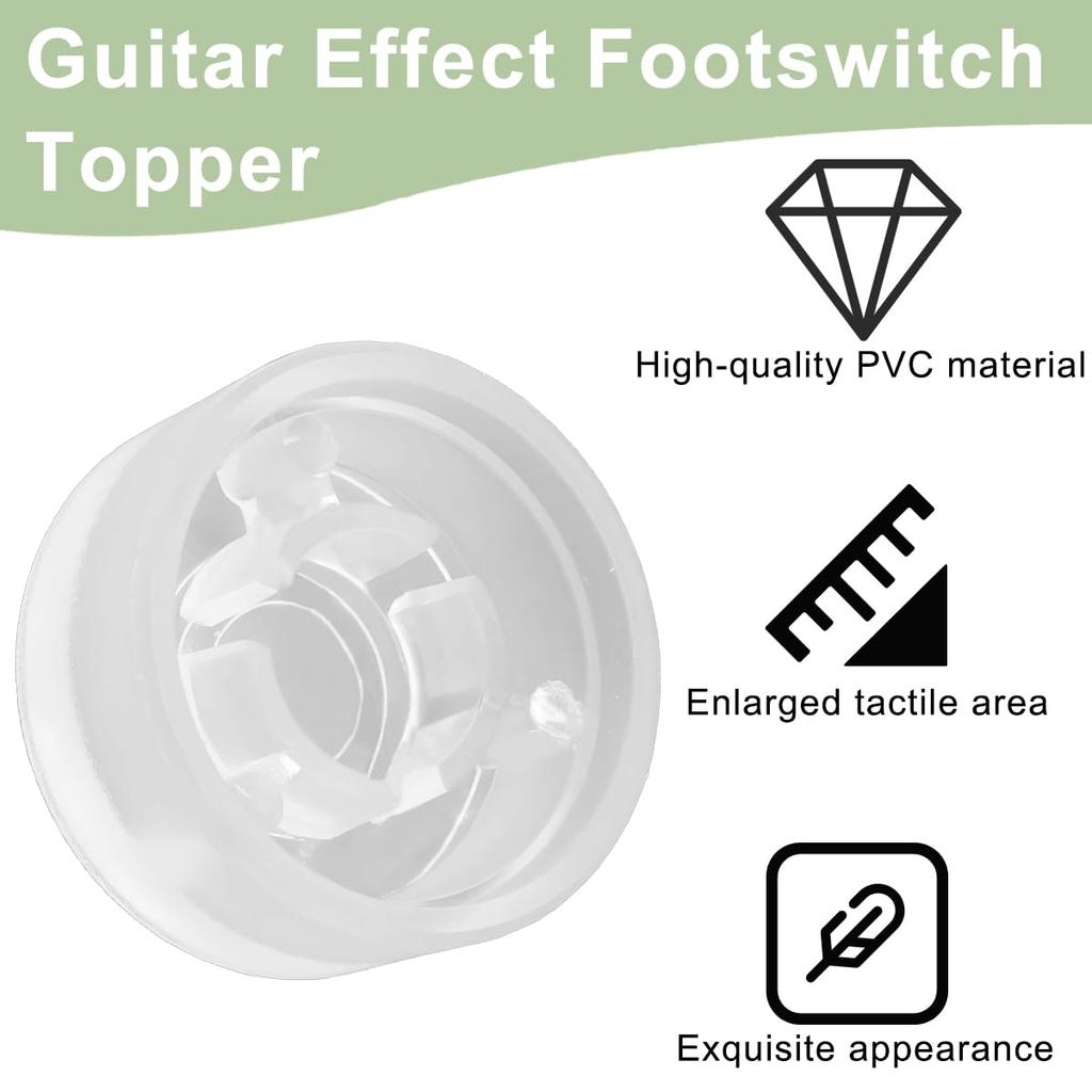 HAAMNING7 Guitar Footswitch for Effects Pedal 10mm Plastic Pedal Nail Protection Caps for Guitar Effect Buttons 22-Pack Covers, Transparent,