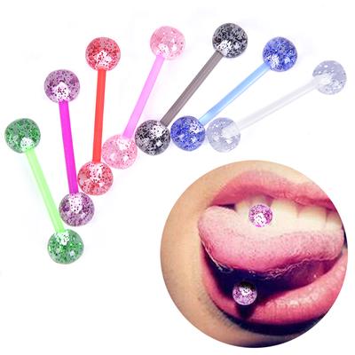 8 st/set Färgglada glitter Akryl barbell kula Tungringar Piercing smycken