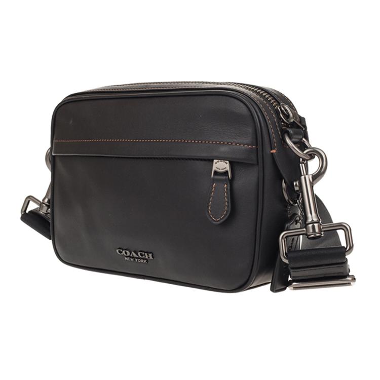New COACH Graham Cow Leather Camera Bag, Shoulder Bag, Crossbody Bag Medium Size Men's Black 39946-QBBK