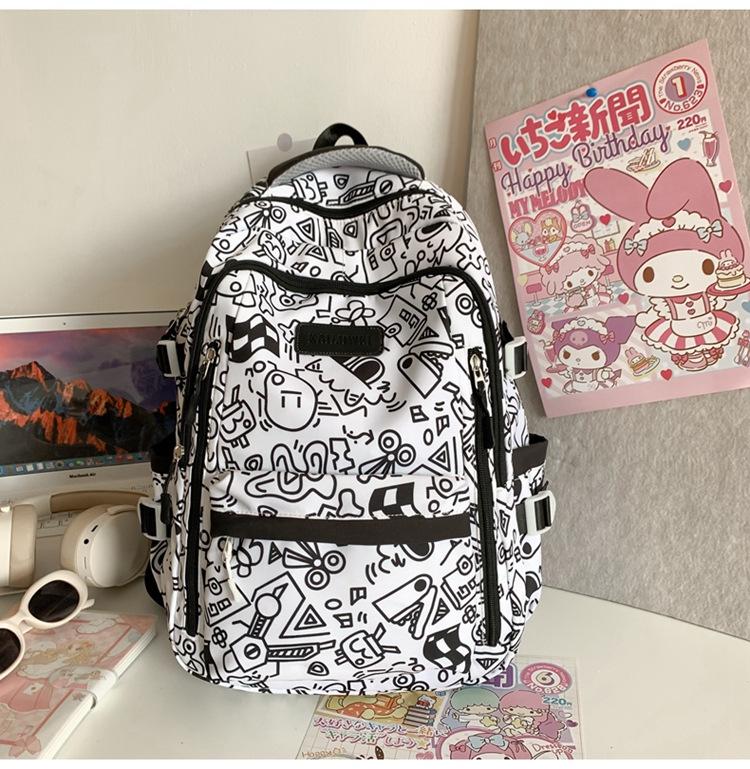 2024 Korean-Style Large Capacity Backpack for Junior High Students: Fashionable, Casual, Versatile Campus Gear