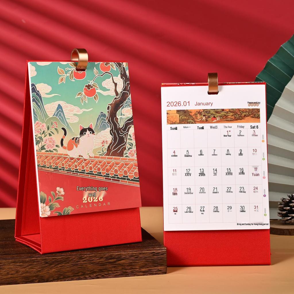 2026 Year of the Horse Custom Desktop Calendar with Iron Ring - High-Value Small Batch Student Planner and Ornament