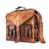 Messenger Shoulder Briefcase Laptop Bag Vintage Leather Men's Genuine Brown Goat