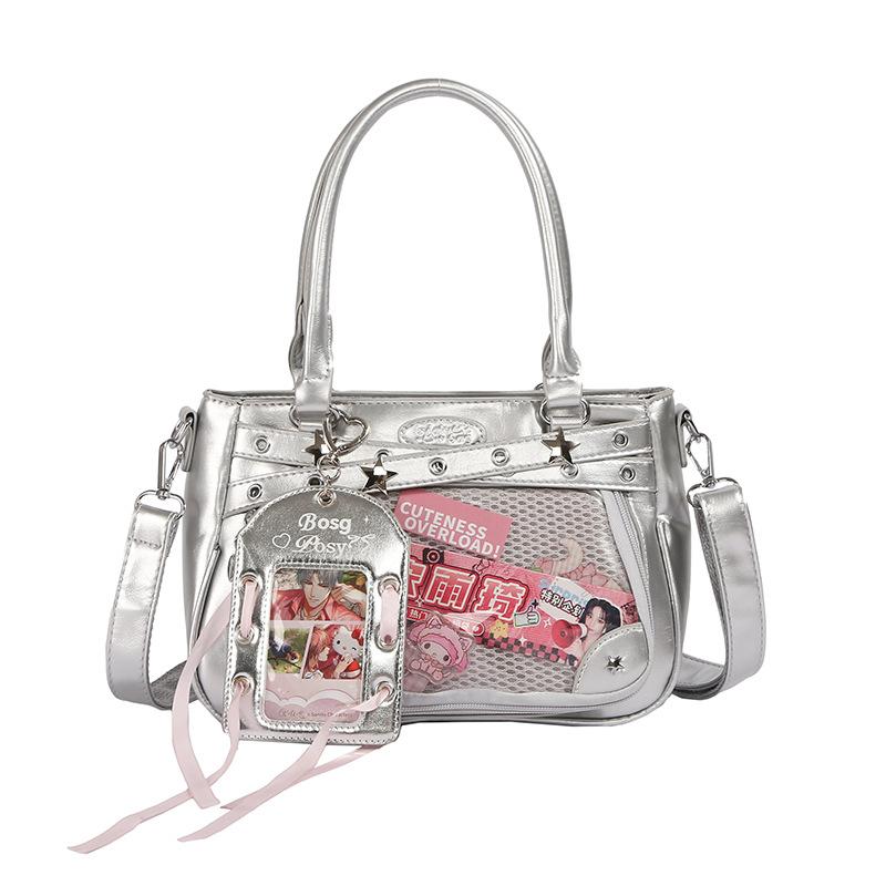 Transparent Ita Bag For Anime Fans Cute Jk Style Crossbody Bag With Clear Window Display Pins Women Versatile Shoulder Handbag