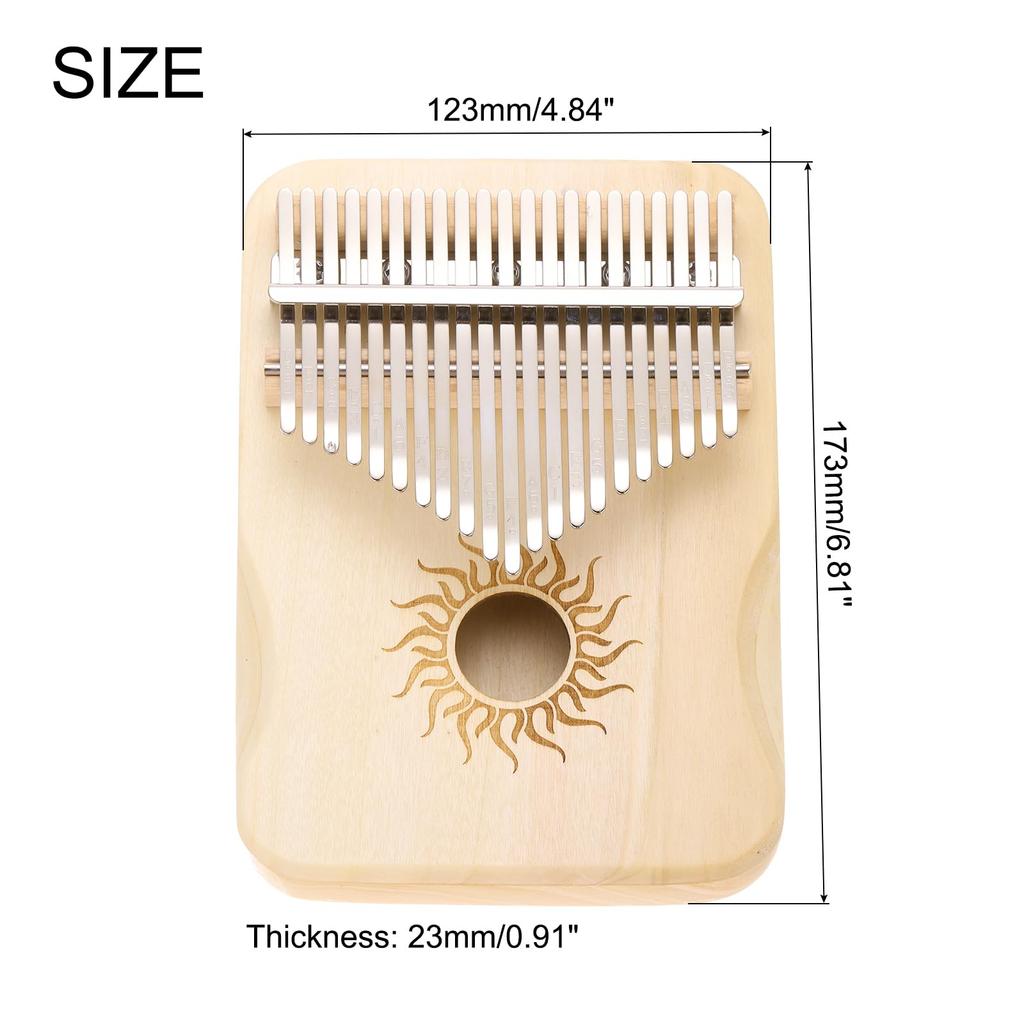uxcell 21-Key Thumb Piano, Mini Portable Finger Piano, Maple Wood, Sun Pattern, Protective Bag, Tuning Mallet, and Music Learning Instructions,