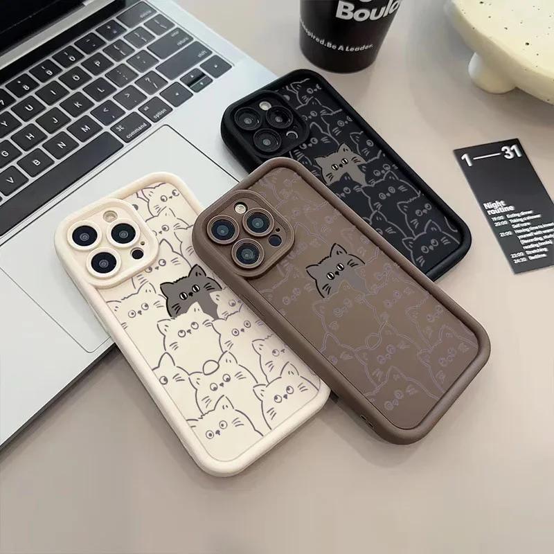 Cute Black Cat Personalized phone case iphone16pro For iPhone 16 15 Pro Max 16E 14 13 12 11 16Plus Silicone Soft Shell