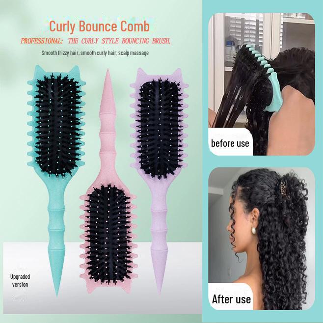 Grzebień do stylizacji Bounce Pig Bristle Air Cushion do puszystych, kręconych włosów