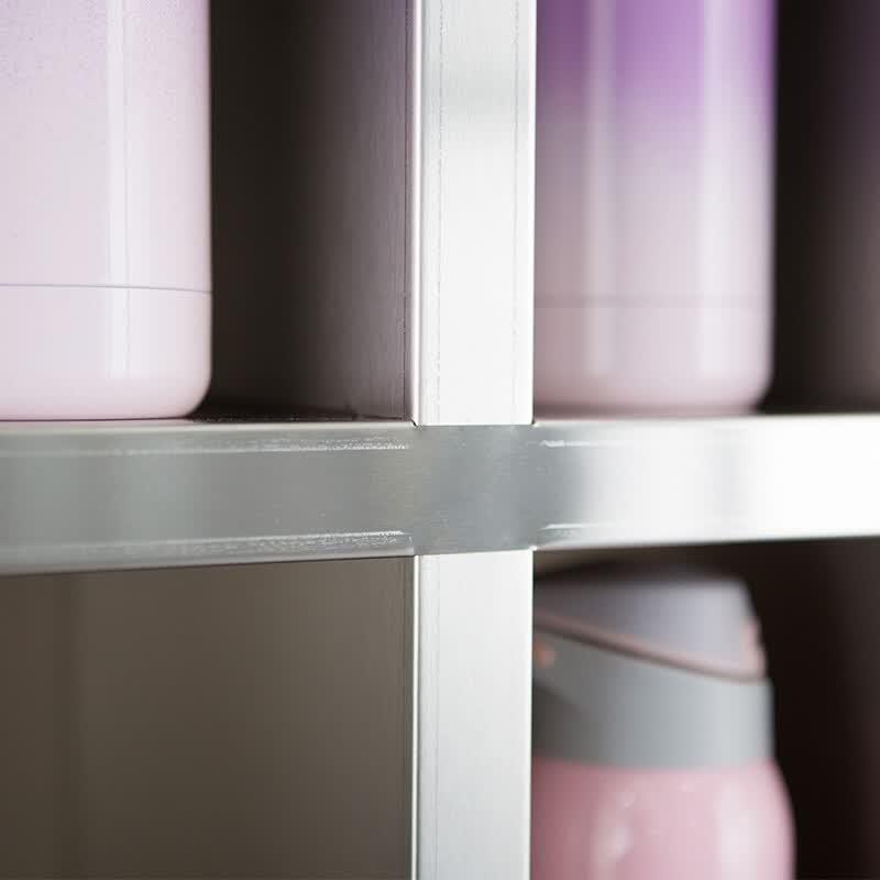 Stainless Steel Multi-Compartment Cup Storage Cabinet