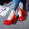 Q/Dámské jednoduché boty na vysokém podpatku Jaro/léto Nové Elegantní voděodolná platforma Silný podpatek Mělká ústa Nízké boty velké velikosti