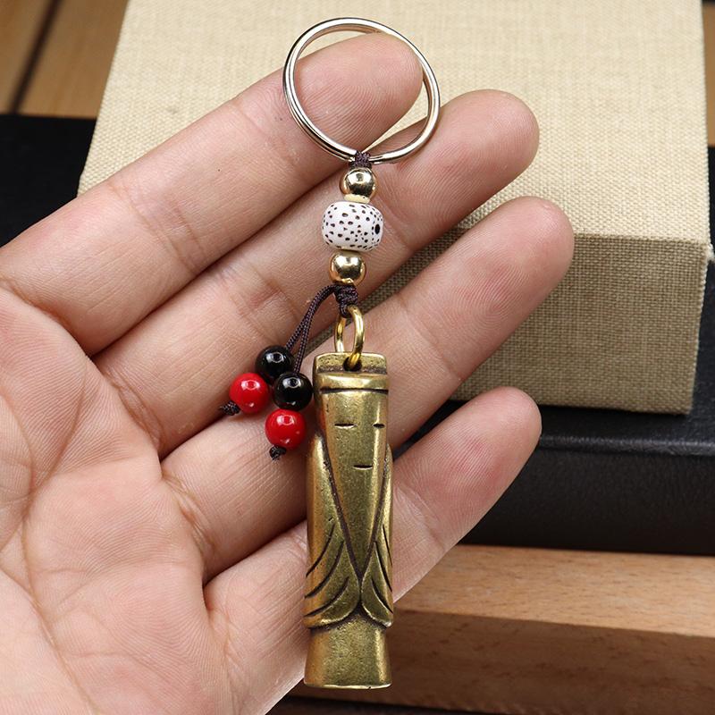 Antique Solid Brass Weng Zhong Small Ornaments Pendant Vintage Copper Car Motorcycle Keychain Retro Accessory Collectibles Gifts