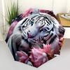 1pc White Tiger Print Automatic Open/Close Umbrella - Portable Collapsible Umbrella with 8-Rib Stability, Fashion Lovers yy251017200