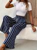 Striped Wide-Leg Pants Women loose Casual Pants Spring and Summer High Waist straight-leg loose Pants Trousers