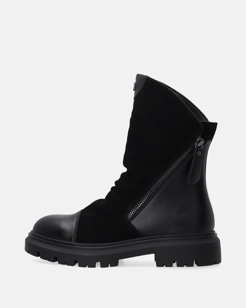 Black Suede Women' Ankle Boots with Leather Inserts Black Suede Women' Ankle Boots with Leather Inserts 40