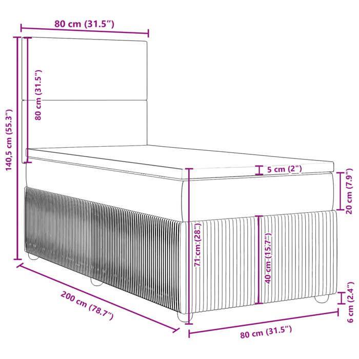 VidaXL Slatted Bed Base with Mattress Dark Grey 80x200 Cm Fabric 3294177