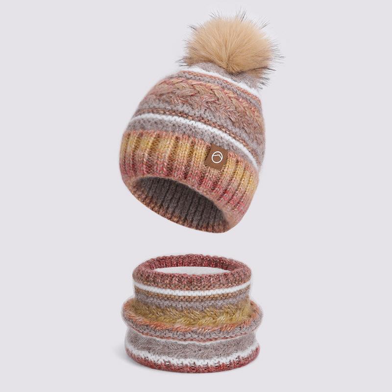 

Зимняя теплая шапка-шарф из двух частей, бархатная толстая вязаная шерстяная шапка, женская шапка для защиты ушей для улицы хаки