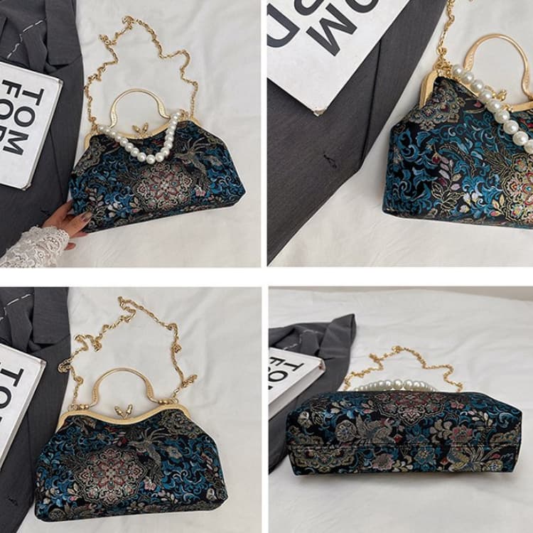 National Style Embroidered Brocade Mouth Gold Bag Women's Banquet Handbag