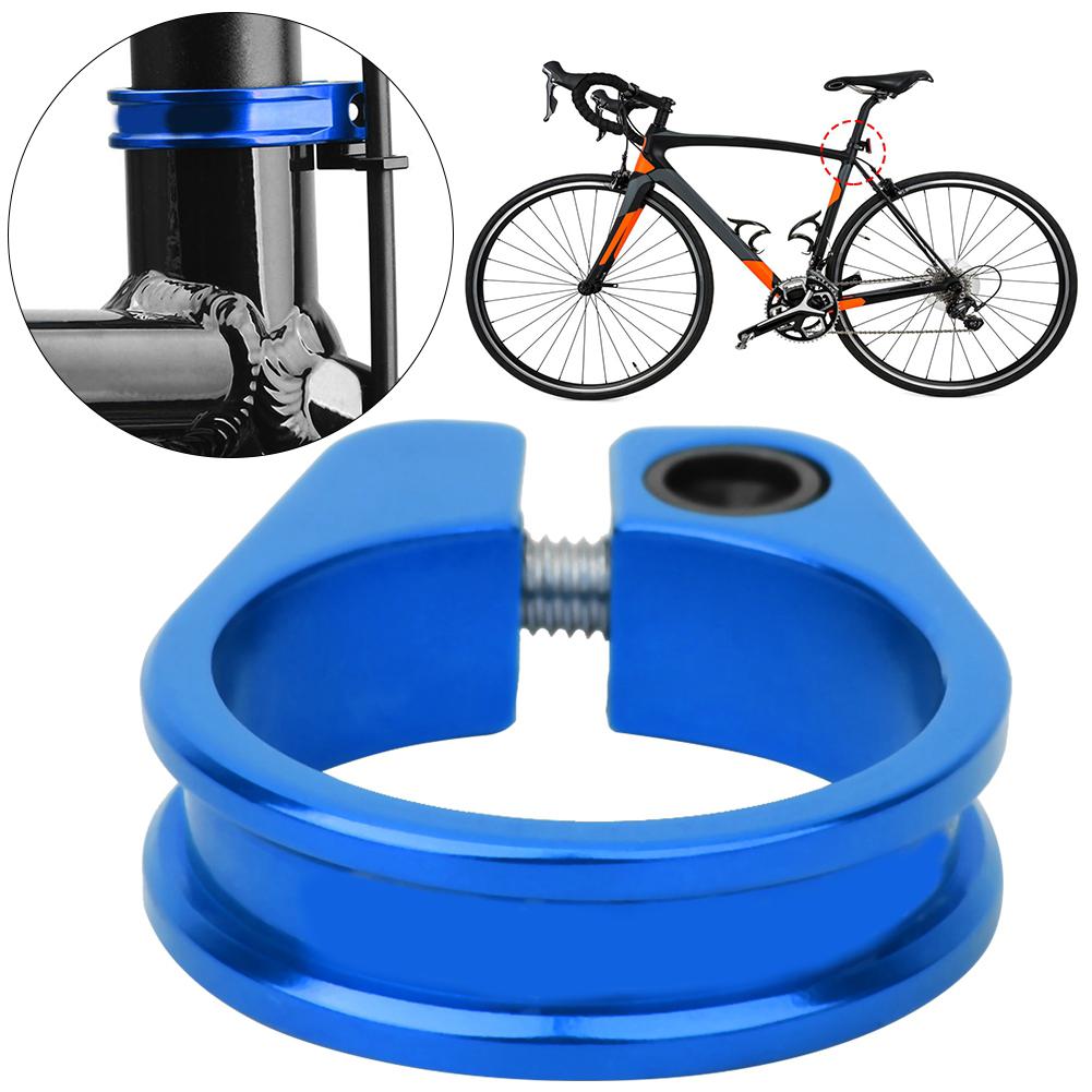31.8 34.9mm Aluminum Alloy Ultralight Bike Seat Tube Lock Clip Bicycle Seatpost Clamp(Blue 31.8mm )