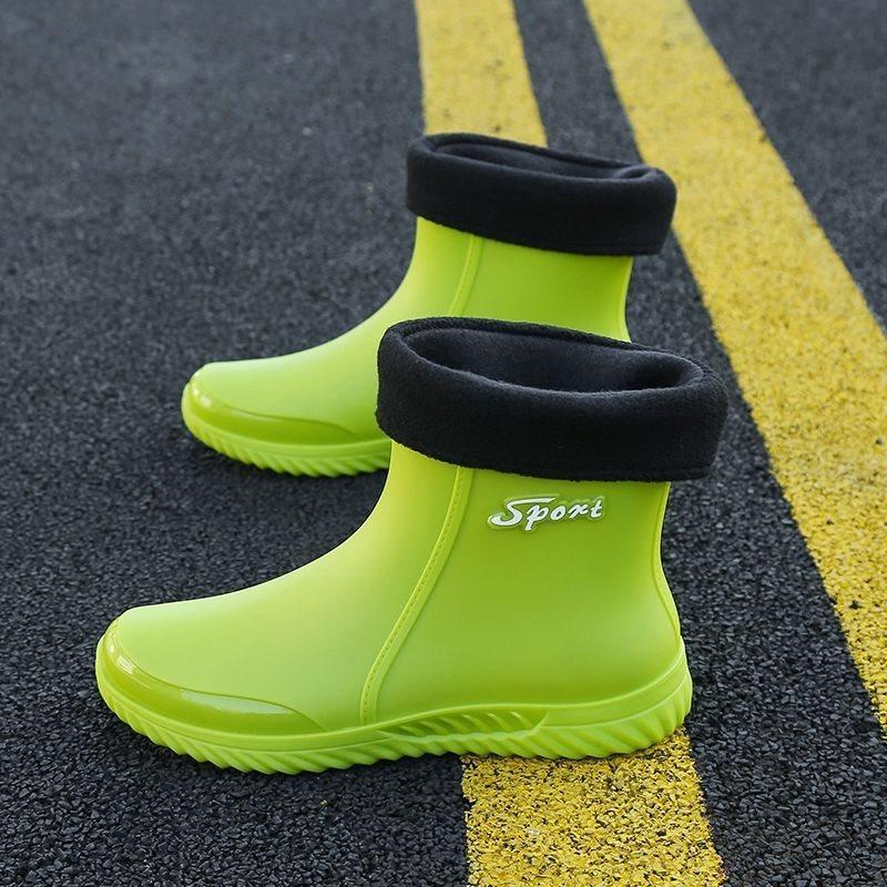 Neue Regenschuhe Herren Kurz Wasserdicht Klebeschuhe Lässig Angeln Autowäsche Arbeit Wasserstiefel Flach Rutschfest Regenstiefel