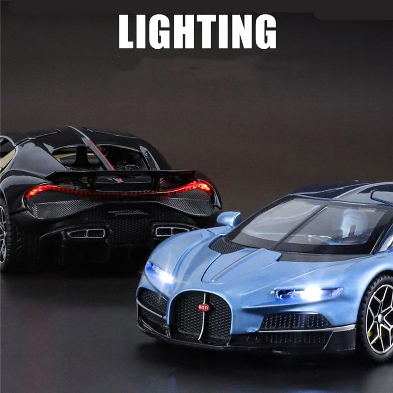 1/24 Bugatti Tourbillon Chiron Alloy Sports Car Model Diecast Metal Racing Super Vehicles Car Model Simulation Sound and Light Kids Gift