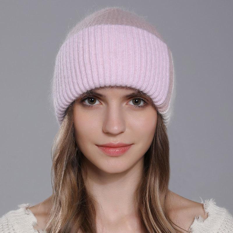 

Женская вязаная шапка зимняя модная теплая шерстяная шапка подходящего цвета универсальная женская шапка-пуловер