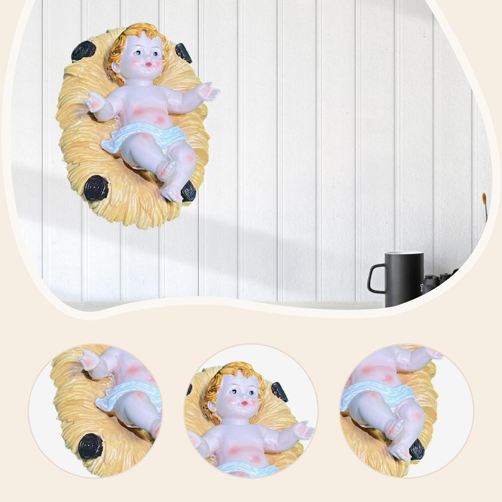 Baby Jesus Statue Tabletop Decoration Christmas Ornament Gift Sculpture Jesus Figurine for Indoor Festival Bedroom Hallway Desk