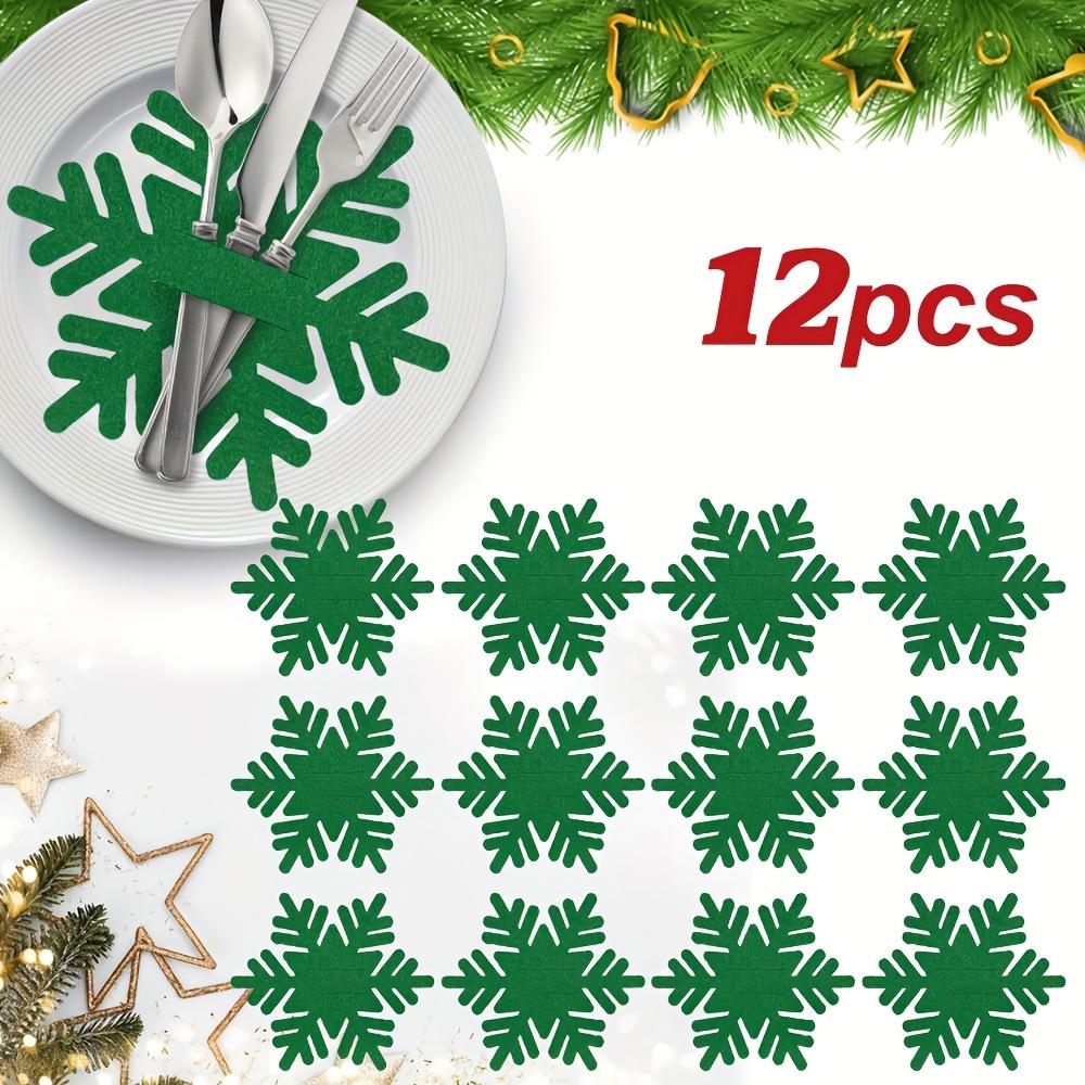 Festive Felt Snowflake Christmas Utensil Holders-Hand Wash Only,Ideal for Holiday Party Table Decorations,Christmas Decorations