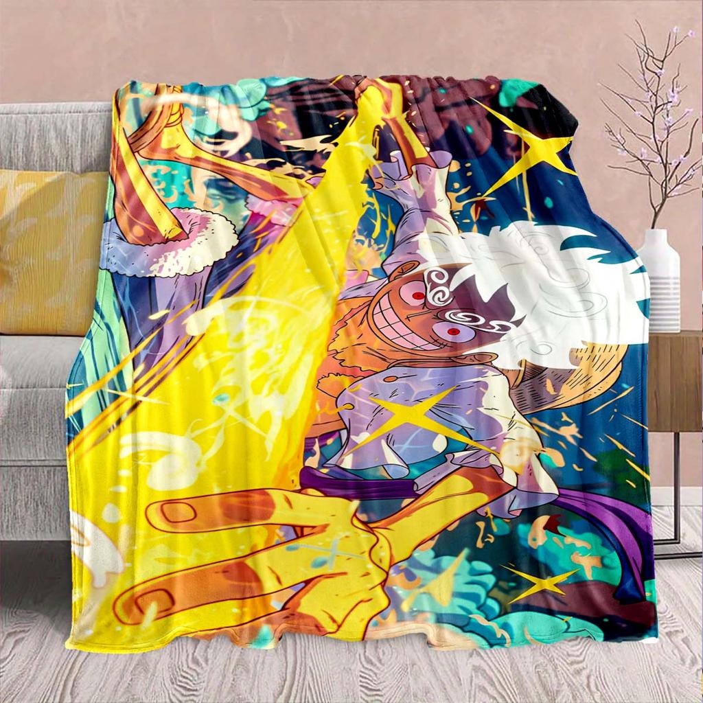 One Piece Anime Flannel Blanket - Soft Warm Perfect for Sofa, Bedding Camping Travel Office Home Decor -QJY