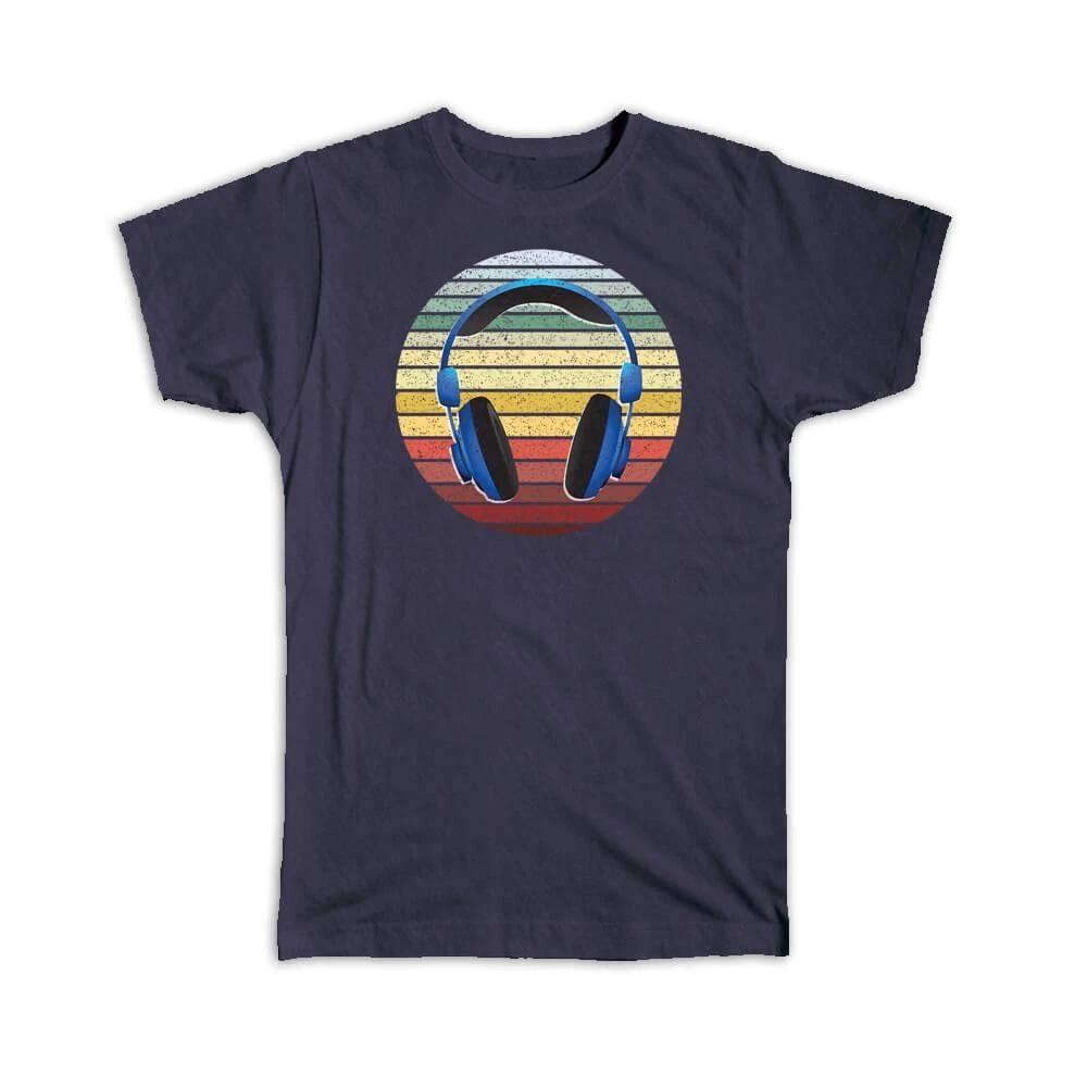 

Gift T-Shirt : Headphones Gradient Colors Musical Art Poster Decor Retro Rainbow M