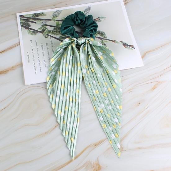 Hair Rope Dot Print Handmade Pleated Ribbon Hair Tie No Damage High Elasticity Ponytail Holder Daily Hair Accessory