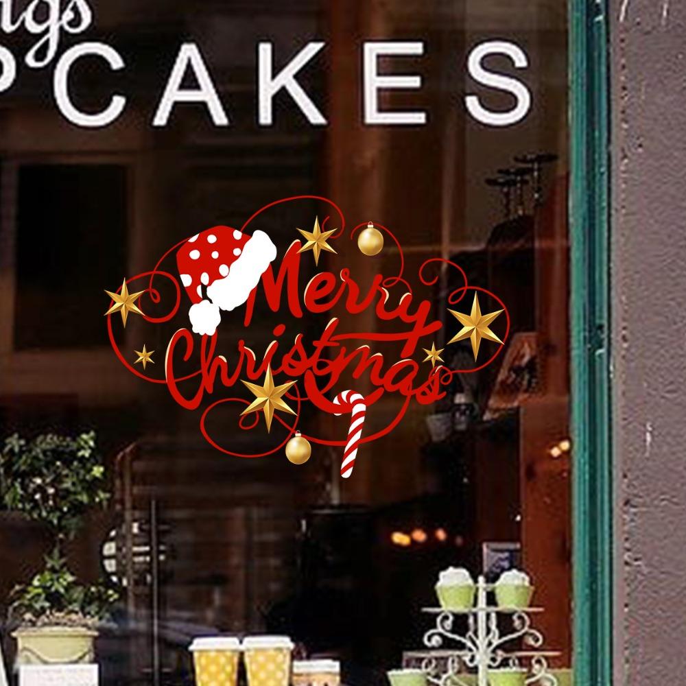 Merry Christmas Pattern Window Sticker Room Decoration Windows Self-adhesive Decals  New Year