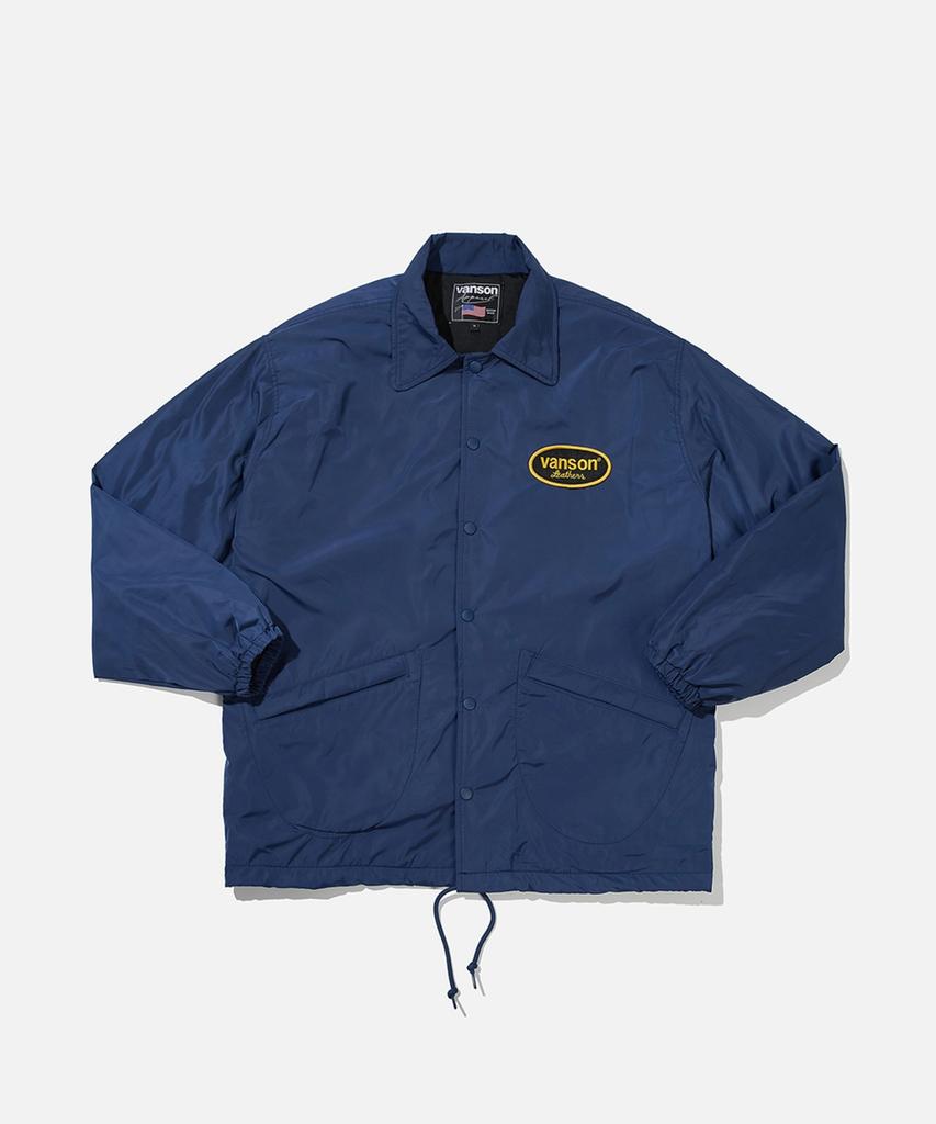 BENSEUNLEDEOSEU Benson Leather Oval Logo Coach Jacket / Navy