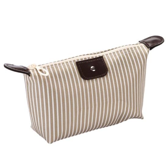 Striped Cosmetic Bag Portable Zippered Small Makeup Bag Foldable Stylish Toiletry Bag for Makeup Brushes Skincare Products