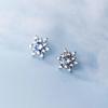 Korean Snowflake Earrings: Sweet Blue & White Diamond Studs for Women