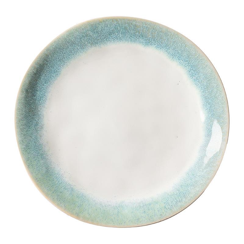 High Value Blue Edge Plate Ceramic Plate Shallow Plate Household Round Plate Tableware Dish Dessert Plate Restaurant Plate