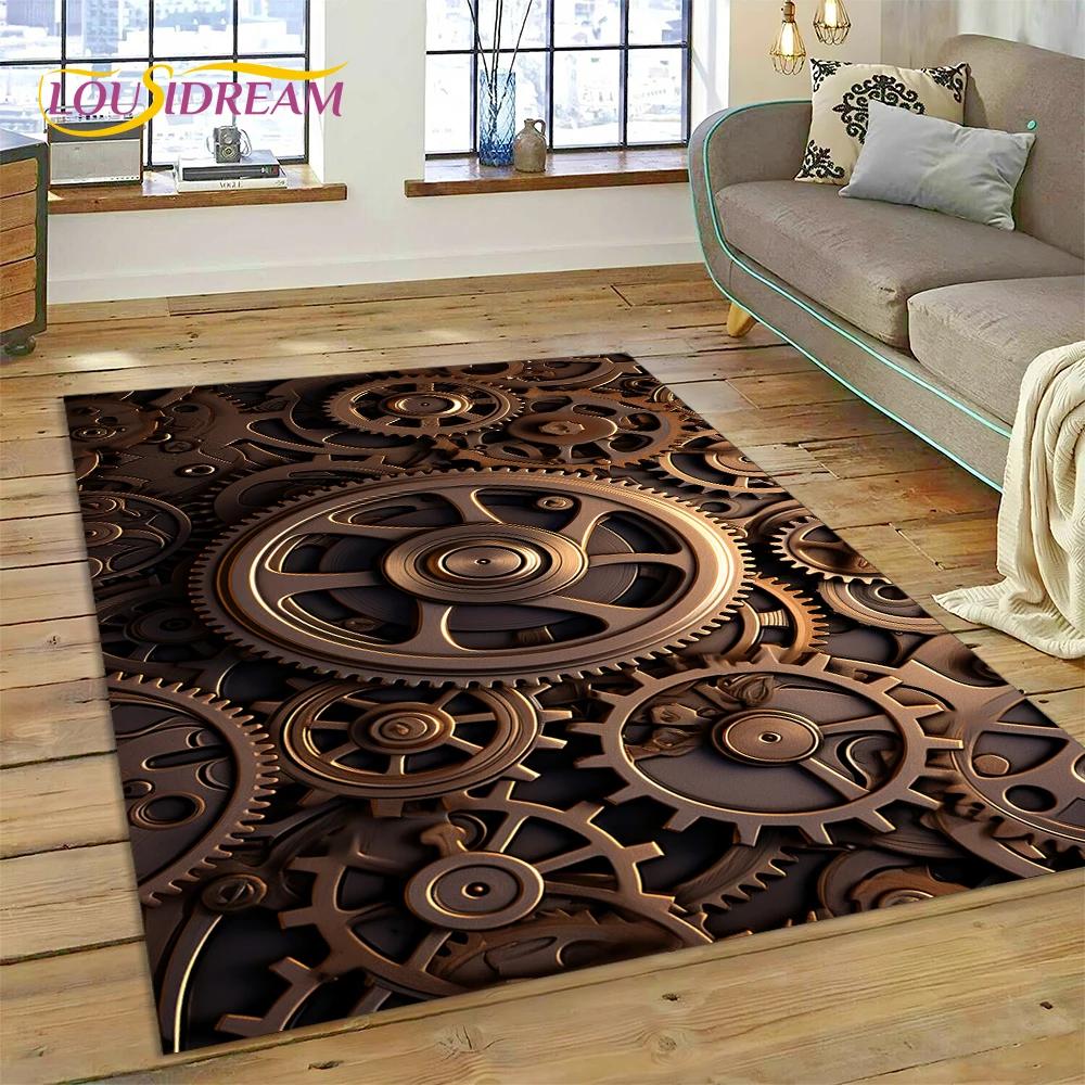 3D Mechanical Cogs Gears Steampunk Rug Carpet for Living Room Bedroom Decor,floor Mat Non-slip Decoration for Sofa Doormat Gifts