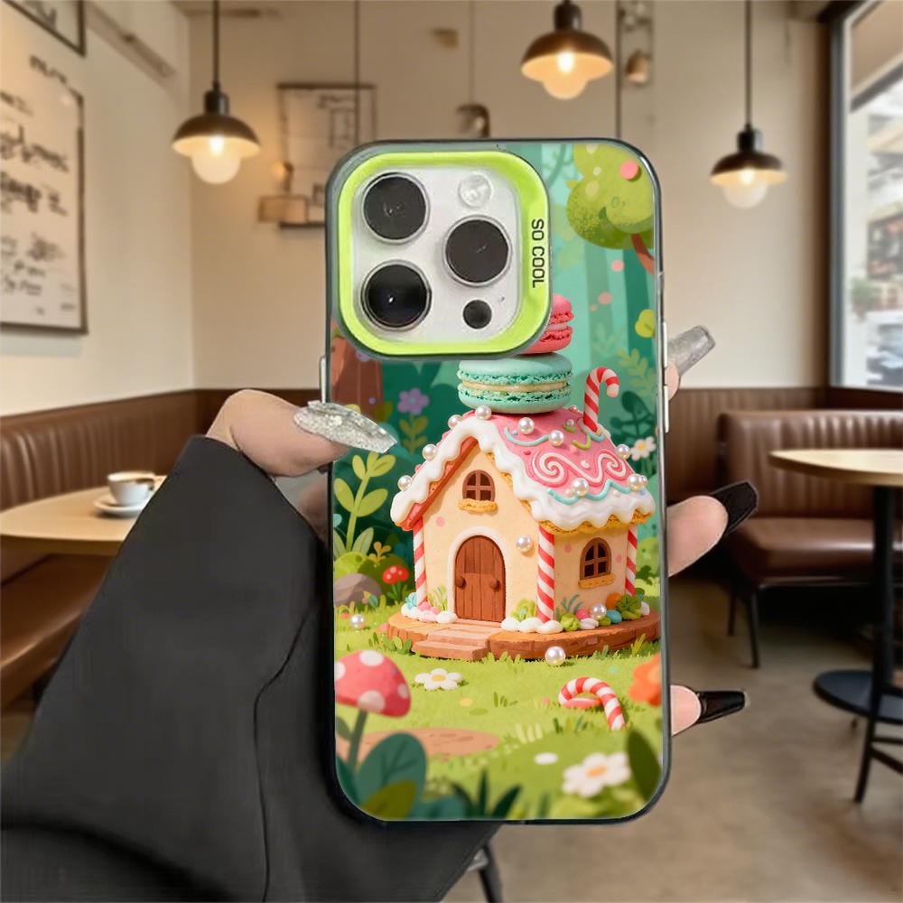 Gingerbread House Macarons Hard Phone Case for Iphone 16 15 14 13 12 11 Pro Max Mini Shockproof Anti-Scratch Protective Cover