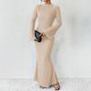 Women's Bell Long Sleeve Bodycon Maxi Dress Mock Neck Slim Fit Party Cocktail Dress Fall Wedding Guest Dress