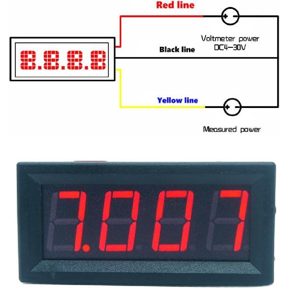 0.56 Inch 4-Digit Voltmeter 100V for 13 12 // Pixel 6/5/4 Pixel 6/5/4