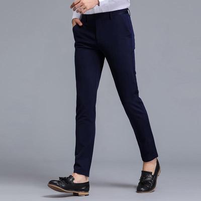 Men's Korean Style Slim Fit Casual Nine-Point Straight Leg Dress Pants