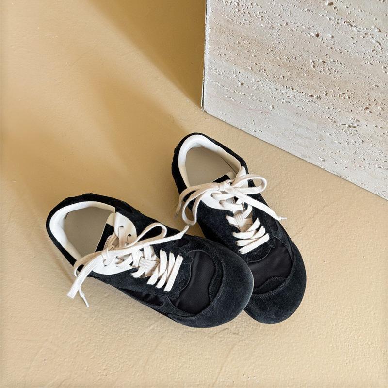 B family women's versatile autumn new color matching round head retro sports and leisure lace-up single shoes women