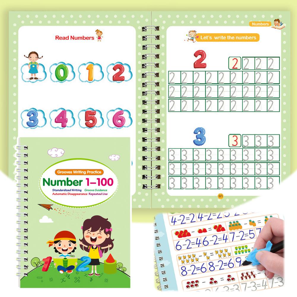 Children Groove Calligraphy Practice Book Pen control training Reusable Copy Book Learning early childhood education set for Kid
