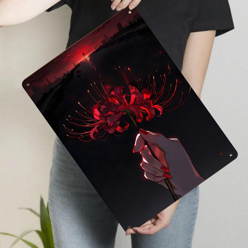

Red Spider Lily Metal Wall Art Creative Home Decor Bedroom Living Room Hanging Ornament Festival Gift 20x30cm（7.8x11.8inch）