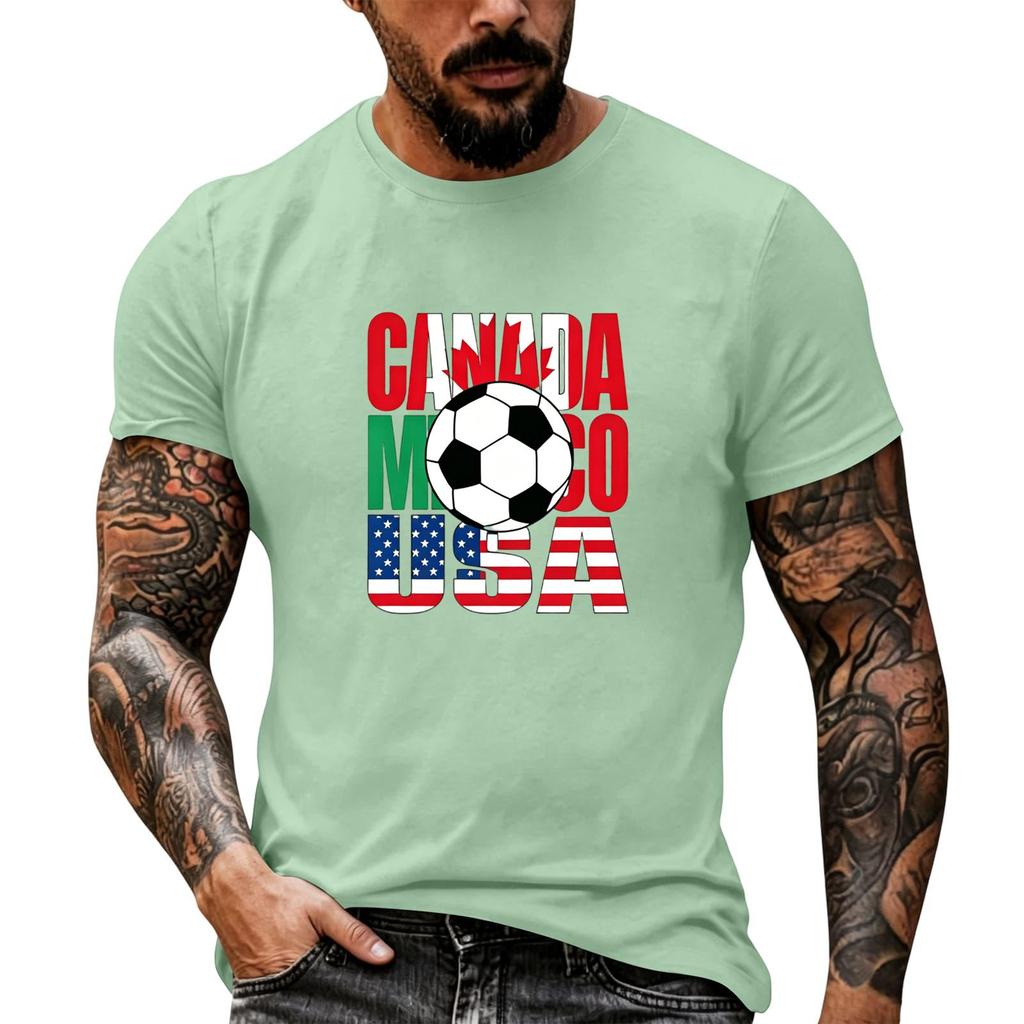 Men's Basic Crew Neck Short Sleeve T Shirt Loose Fit Casual Summer Top Soccer Themed Graphic Print Comfortable Daily Wear