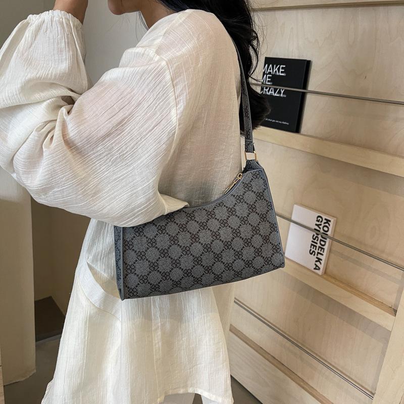 New Summer Retro Commuting Fashion Texture Casual Print Temperament Simple Single-shoulder Armpit Small Square Women's Bag