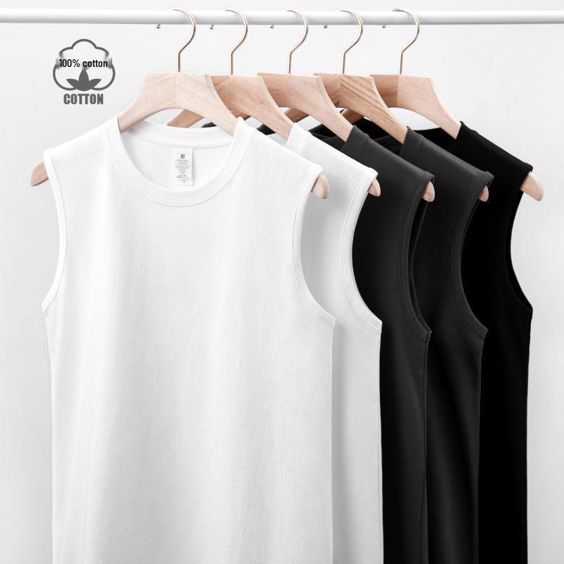 Heren 2026 Zwaar Katoenen Vest - Koreaanse Stijl Trendy Mouwloos T-shirt, Effen Kleur Casual Basislaag