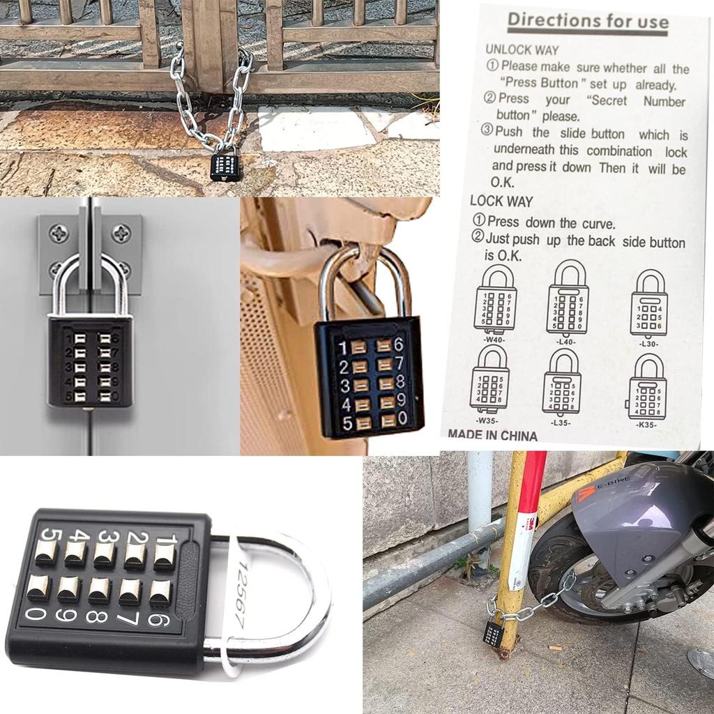 Padlock Digits Combination Lock,Button Combination Security Padlock Digital Lock, for Gym or Sports Locker, Case, Toolbox, Fence, Hasp Cabinet