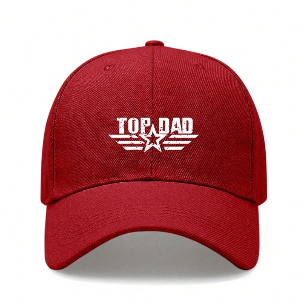 Light Beige Baseball Cap - "TOP DAD" Letter Print Polyester Adjustable Breathable Outdoor Sports Hat Unisex Dad Hat